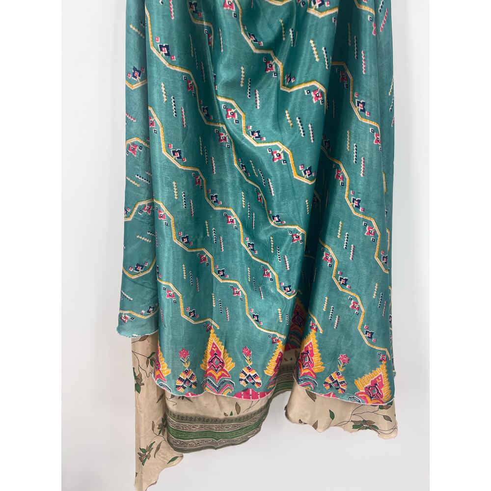 NWT NIMMI L Halter Handkerchief Midi Dress Layered Boho Fairy Hippie Floral Vaca - Picture 7 of 10
